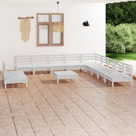 vidaXL - 12-delige - Loungeset - massief - grenenhout - wit
