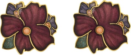 Behave - Oorclips dames - bloemmotief - paars - 2 cm