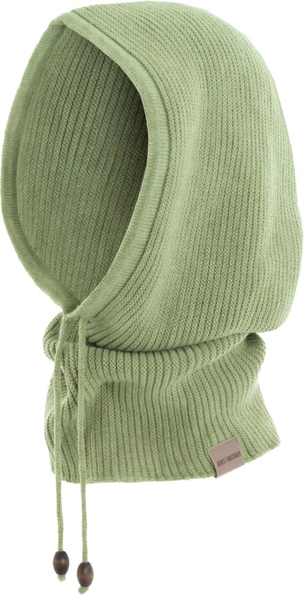 Knit Factory Evy Colsjaal met capuchon - Sage Green - One Size