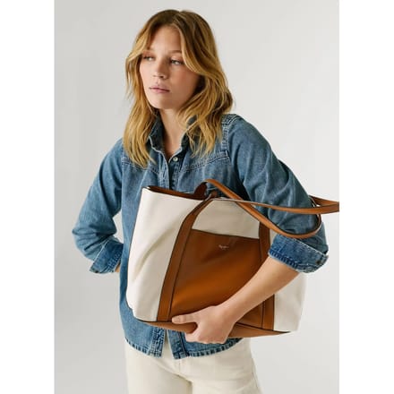 Pepe Jeans Audrey Tale Shopper Tas Bruin,Wit