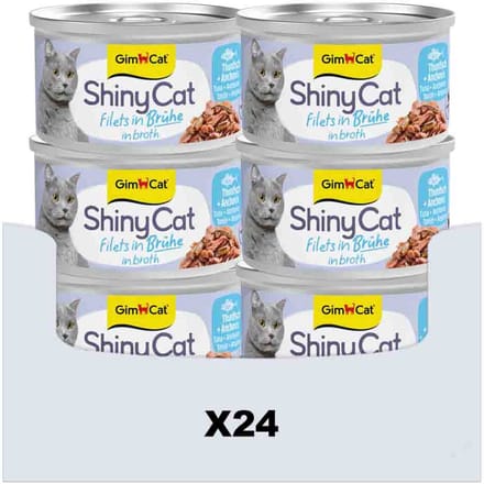 24 x 70 g - GimCat ShinyCat Filets in broth tonijn + ansjovis