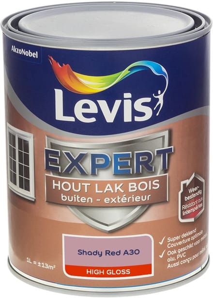 Levis - Expert Hout Lak Buiten High Gloss Mix - Shady Red A30 - Mengverf - 1 L