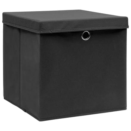 vidaXL - Opbergboxen - met - deksel - 10 - st - 28x28x28 - cm - zwart