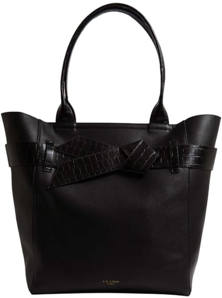 Ted Baker handtas schoudertas Jjoslyn Croc Effect Knot Bow Tote Bag Black zwart