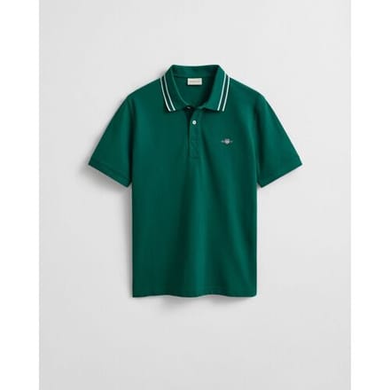 Gant Polo Collar Tipping Contrast Short Sleeve Deep Forest Green / male