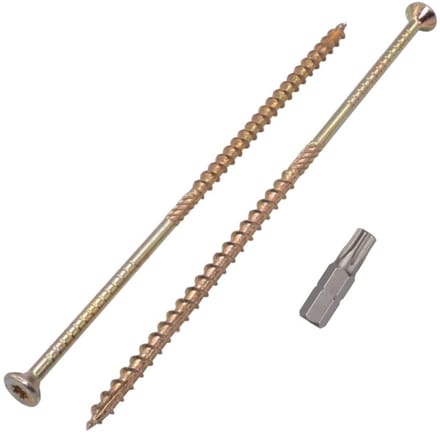 Pack van 40 Universele Gele Houtschroeven 6x200mm Verzinkt Staal Torx Kop