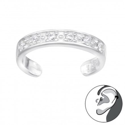 Zilveren ear cuff - kristallen - hypoallergeen - luxe verpakking