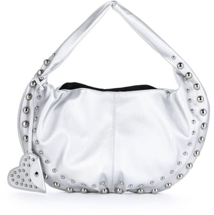 dames schoudertas kleur zilver - tas met studs - bag silver with studs - cadeau - festival - moeder dochter