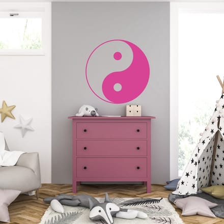 Muursticker - Yin Yang - 58 x 58 - Roze