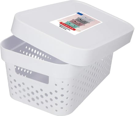 Curver Infinity Opbergdoos met Deksel – 4,5 Liter – Wit – Scandinavisch Design – Geperforeerd