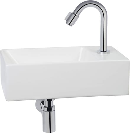 Ben Stelvio fonteinset met chromen kraan c-uitloop rechts mat wit keramiek