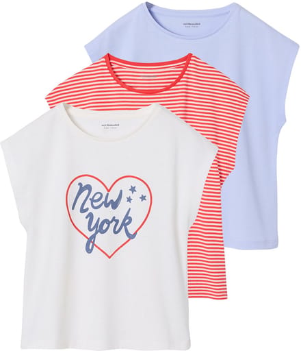 Vertbaudet Set van 3 Basics meisjesshirts met korte mouwen