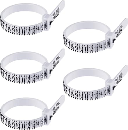 Fako Bijoux® - Ringmaat Meter - Ring Vinger Meetgereedschap - US Maatvoering - Wit - 5 Stuks