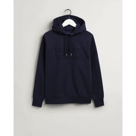 Gant - Hoodie Tonal Shield Donkerblauw - Heren - Maat L - Regular-fit