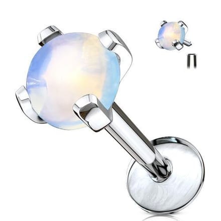 Piercing natuursteen 1.2x6 - opalite - LMPiercings