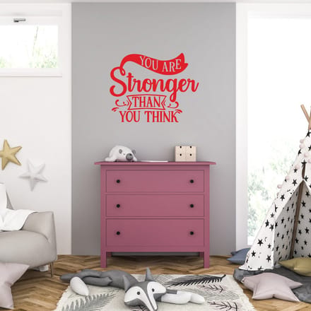 Muursticker - You Are Stronger Than You Think - 40,6 x 51,8 - Rood