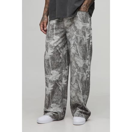 Lange gewassen camouflage jeans met baggy fit | Washed Khaki | Size 36