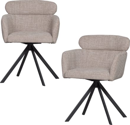WOOOD Fenne Draaibare Eetkamerstoelen - Polyester - Naturel -Set van 2