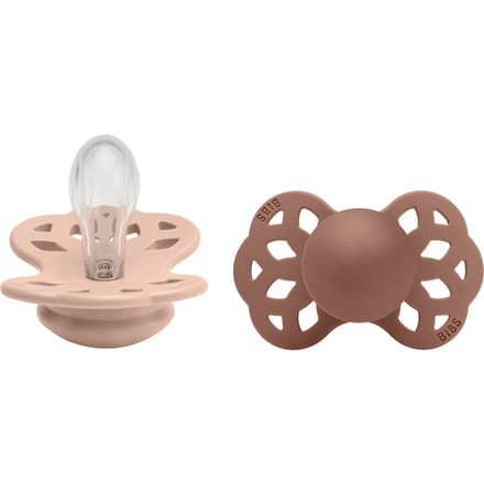 BIBS Infinity 2 Pack Siliconen Symmetrische Maat 1 Blush/Woodmarmuck 2 st