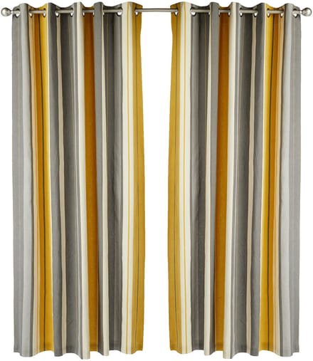 Twee gordijnpanelen, katoen, polyester, oker, B 168 cm (66) x D229 cm (90)