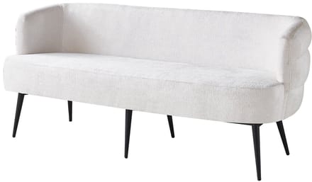 Eetkamerbank met armleuning Quinn 180cm wit chenille eetbank