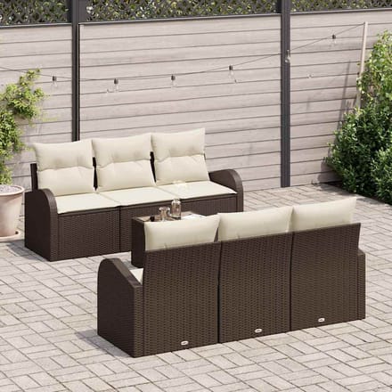 vidaXL - Tuinbank - Set - 7 - st - Bruin - poly - rattan