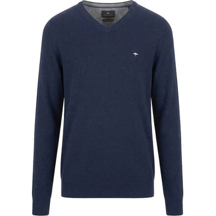 Fynch-Hatton Trui V-Neck Merino Cashmere Ink Blue / male