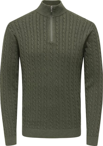 ONLY&SONS - ONSLOUI REG 12 CABEL HALF ZIP KNIT NOOS - Heren - Gebreide truien