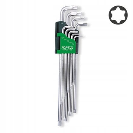 TOPTUL Torx inbussleutelset extra lang T10-T50 (9-delig)