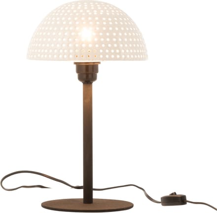 J-Line tafellamp Paddenstoel Bolletjes - metaal - wit/zwart - small