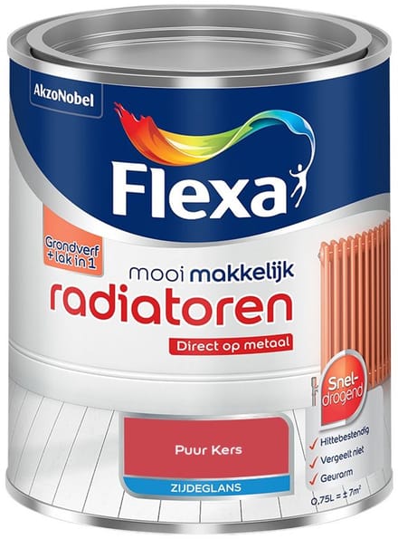 Flexa - Mooi Makkelijk Radiatoren Zijdeglans - Puur Kers - Mengverf - 750 Ml