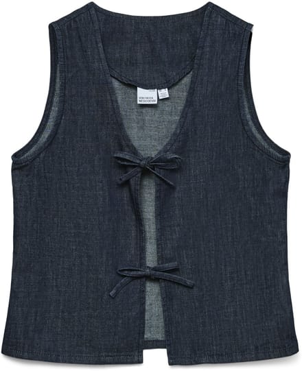 VERO MODA - VMHALANA SS BOW DENIM VEST TOP SI353 - Dames - Blouses