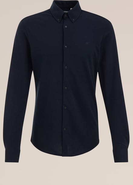 WE Fashion Heren tall fit overhemd van piquéjersey