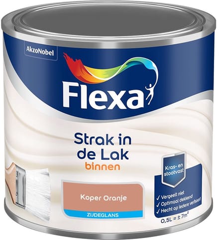 Flexa - Strak In De Lak Binnenlak Zijdeglans - Koper Oranje - Mengverf - 500 Ml