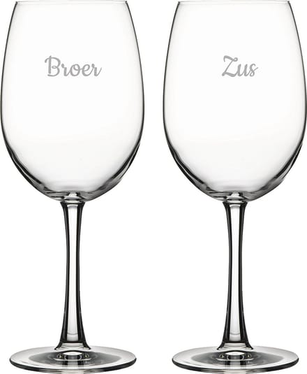 Gegraveerde Rode wijnglas 46cl Broer-Zus