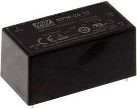 Mean Well MPM-20-12 AC/DC PSU (print) 12 V DC 1.8 A 21.6 W