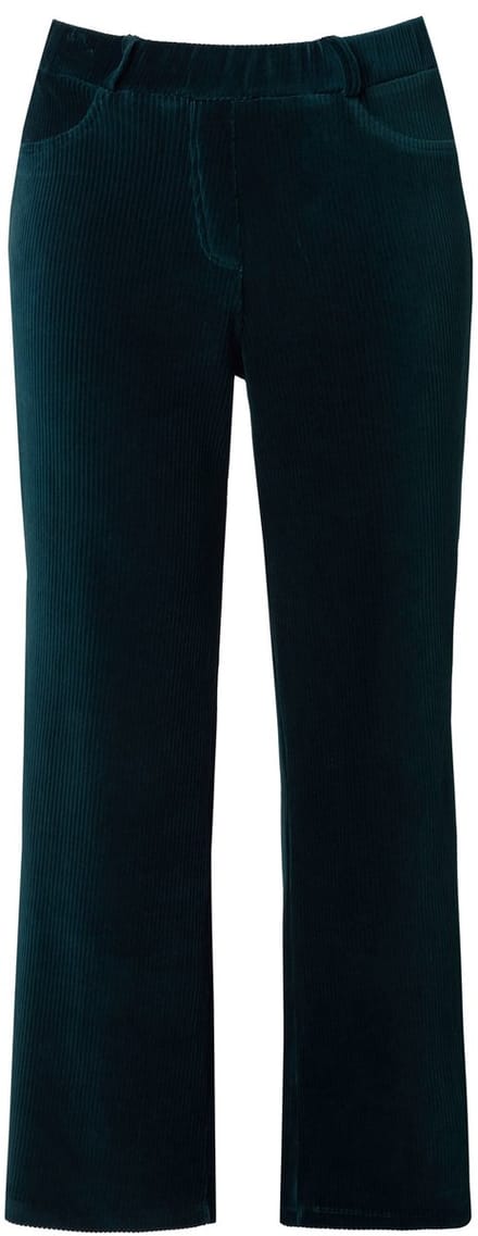 Ulla Popken - Dames - Corduroy instapbroek Mary elastische tailleband - Smaragdgroen - Maat 58