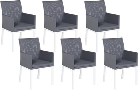 BACOLI - Tuinstoel set van 6 - Donkergrijs - Polyester