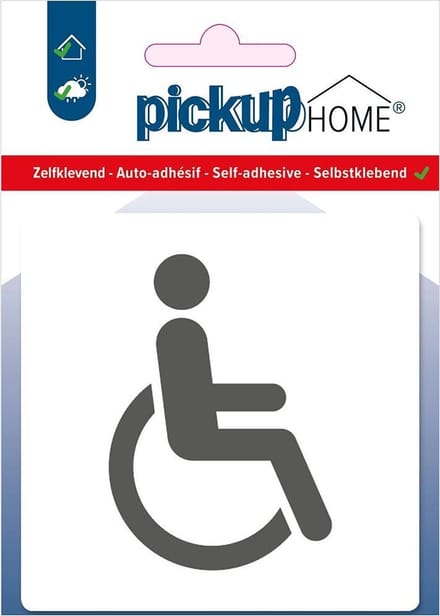 Pickup Rolstoel wit - 90x90 mm Pictogram Route Acryl