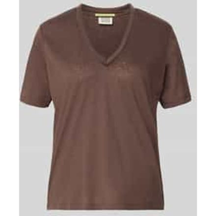 regular fit T-shirt van linnenmix met V-hals