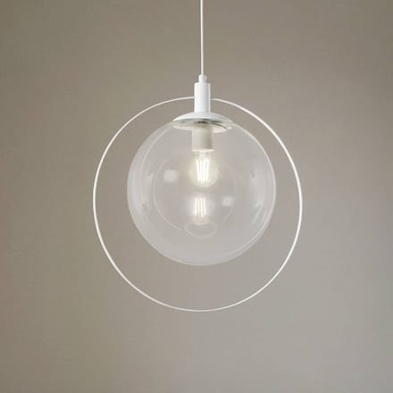 ALDEX Hanglamp Aura, wit, metaal, glas, helder, E27