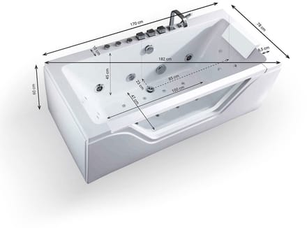 SPALINA - Whirlpool bad - Tahiti white Jets, 170 x78 x60 cm, Wit