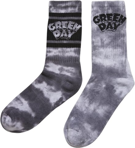 Merchcode Green Day - Green Day Tie Die 2-Pack Sokken - 43/46 - Zwart/Wit