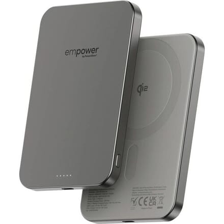 PanzerGlass empower Bank Powerbank 5000 mAh Magsafe, Qi Wireless Charging USB-C Grijs Statusweergave