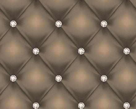 GECAPITONNEERD BEHANG met edelstenen - Bruin Creme Metallic - AS Creation Hermitage 10