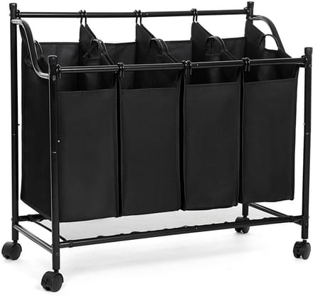 Hoppa! - Wasmand met vakken - Zwart - Polyester - 87,5 x 38,5 x 81 cm