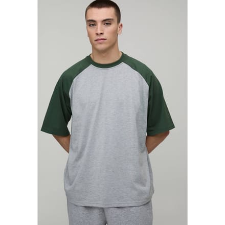 Oversized Raglan T-Shirt met Korte Mouwen | Grey Marl | Size Small