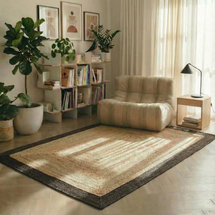 Jute vloerkleed rechthoek naturel/antraciet 140 x 200cm Mrcarpet