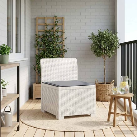vidaXL - Eén-zits - Tuin - Sofa - met - Kussen - Rieten - Look - PP - Wit