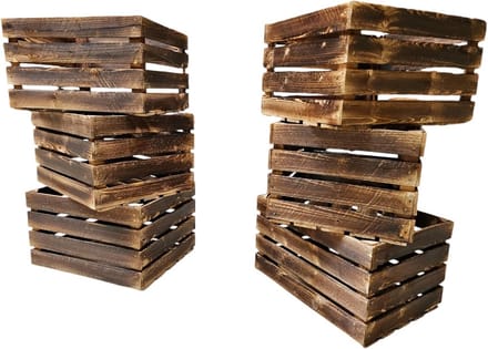 Set van 6 Massief Houten Fruitkisten voor Opslag en Meubelbouw